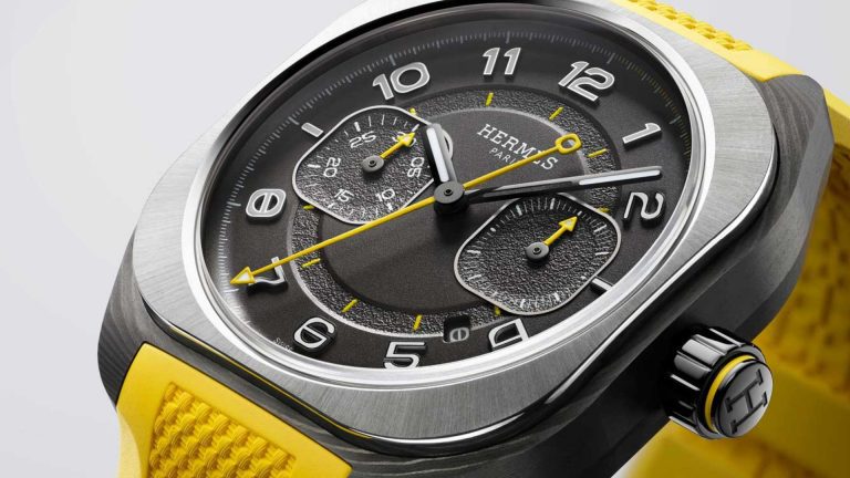 Hermès H08 Chronograph นาฬิกาสปอร์ตโครโนกราฟปุ่มเดียว (Monopusher) รุ่นใหม่ในสีเหลืองเนเปิลส์