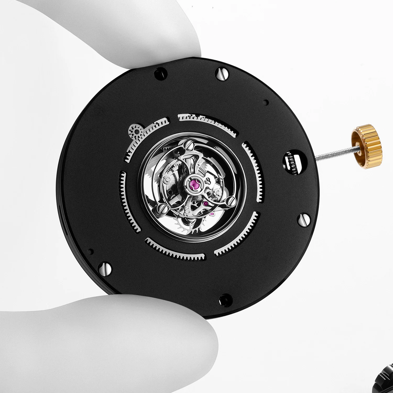 Peacock Black Hole III Curved Guilloche Central Tourbillon