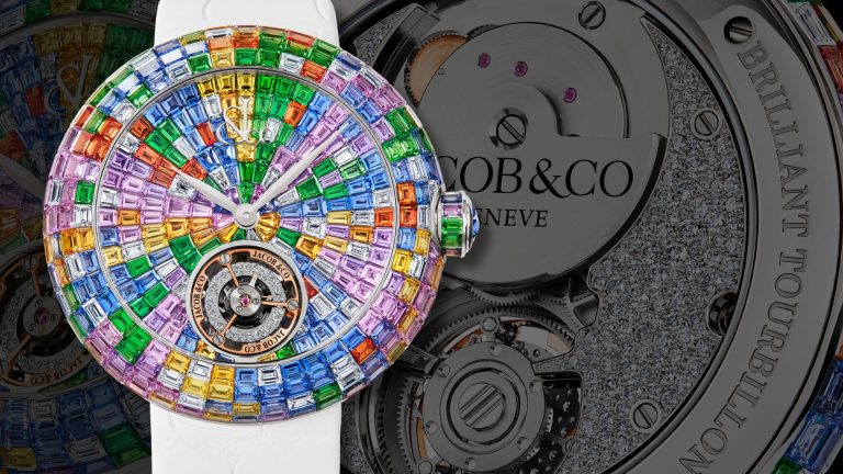 นี่คือนาฬิกาเรือนแรกที่ฝังเพชรบน Balance Wheel กับ Jacob & Co. Brilliant Flying Tourbillon Baguette Pastel Arlequino