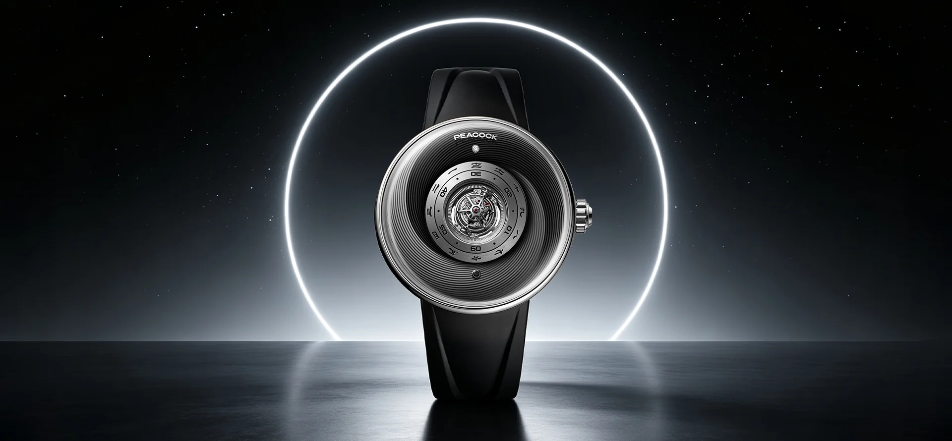Peacock Tai Chi Curved Guilloché Triple-Axis Tourbillon